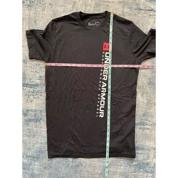 Under Armour Black White Red Logo Loose Fit Short Sleeve Tee Men's Small - Picture 4 of 4
